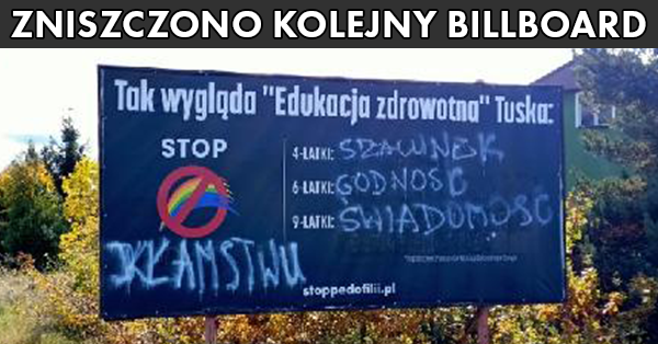 Zniszczono kolejny billboard [foto]